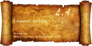 Lovasi Arika névjegykártya